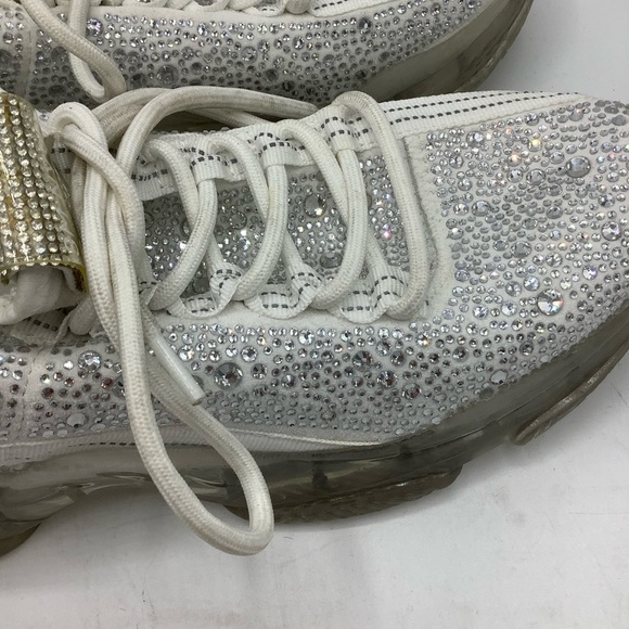 STEVE MADDEN Maxima White Rhinestone Sneakers - Picture 6 of 9